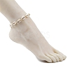 Natural Shell Braided Bead Anklet with Synthetic Turquoise Beads AJEW-AN00561-01-3