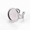 Tarnish Resistant 201 Stainless Steel Cuff Ring Findings STAS-S080-040E-P-4