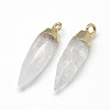 Natural Quartz Crystal Pointed Pendants G-Q495-05G-2