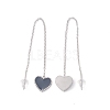 Long Chain with Enamel Heart Dangle Stud Earrings EJEW-A067-01P-A-2