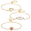 3Pcs 3 Styles Brass Slider Bracelet Sets BJEW-GA00001-1
