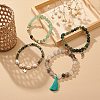 4Pcs 4 Style Natural & Synthetic Mixed Gemstone & Pearl Stretch Bracelets Set BJEW-JB08887-2