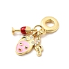 Brass Micro Pave Clear Cubic Zirconia European Dangle Charms KK-F904-15G-2