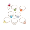 8Pcs Copper Wired Glass Finger Rings RJEW-JR00924-02-2