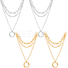 4Pcs 2 Colors Iron & Alloy 3 Layer Twisted Ring Pendant Necklaces for Women NJEW-HY0001-26-1