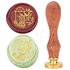 Brass Wax Seal Stamps with Rosewood Handle AJEW-WH0412-0133-1