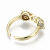 Brass Micro Pave Clear Cubic Zirconia Cuff Rings RJEW-S044-076-NF-4