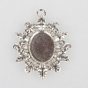 Vintage Tibetan Style Alloy Flower Pendant Cabochon Bezel Settings X-TIBEP-O006-39AS-1