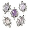 Natural Amethyst Faceted Oval Connector Charms G-G181-06P-04-1