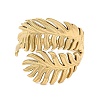 Ion Plating(IP) 304 Stainless Steel Leaf Open Cuff Ring for Women RJEW-M149-23G-1