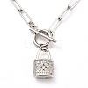 Brass Micro Pave Clear Cubic Zirconia Pendant Necklaces NJEW-JN02952-3