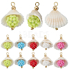 20Pcs 5 Colors Clam Shell & Glass Seed Beaded Pendants FIND-BBC0004-23-7