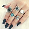 5Pcs Alloy with Synthetic Turquoise Finger Rings FS-WGB916C-09-1