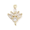 Brass Pave Clear Cubic Zirconia Leaf Links Connector Charms KK-Z061-02G-01-1