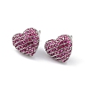 Heart Brass Cubic Zirconia Ear Studs for Women Men EJEW-K245-01P-2