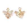 Brass Micro Pave Clear Cubic Zirconia Charms X-KK-G418-11G-2