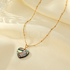 Paua Shell Heart Pendant Necklaces NO8770-2