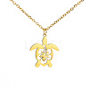 Ocean 304 Stainless Steel Hollow Floral Turtle Pendant Necklaces for Women WG89907-02-2