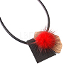 Hair Ball Pendant Necklaces NJEW-N0060-033B-1