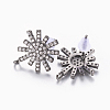Brass Micro Pave Cubic Zirconia Stud Earring Findings ZIRC-E132-17-3