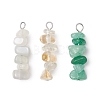 3Pcs  Natural White Moonstone & Green Aventurine & Citrine Chip Beaded Constellation Pendants PALLOY-JF03043-02-1