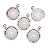 Flat Round Alloy Pendant Cabochon Settings PALLOY-A15654-AS-3