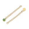 Ion Plating(IP) 316 Surgical Stainless Steel Curb Chain Extender with Natural Green Aventurine Round Charm STAS-A097-01G-13-2
