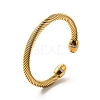 Ion Plating(IP) 304 Stainless Steel Twist Rope Open Cuff Bangle BJEW-P283-15G-3