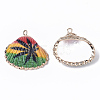 Electroplate Printed Natural Scallop Shell Pendants X-SSHEL-R047-04-A02-3