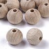 Undyed Natural Beech Wood Beads X-WOOD-T020-01B-1