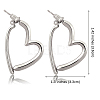 Brass Heart Dangle Stud Earrings with 925 Sterling Silver Pins for Women JE1091B-2