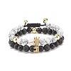2Pcs 2 Style Cubic Zirconia Braided Bead Bracelet BJEW-JB08050-02-1