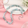Natural Larimar Chip Beaded Necklaces with 304 Stainless Steel End Chains NJEW-JN06662-1