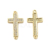 Brass Micro Pave Clear Cubic Zirconia Connector Charms KK-E068-VB328-2