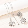 304 Stainless Steel Pendant Necklaces & Stud Earrings Set for Women SJEW-G086-01P-1
