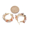 3 Pairs 3 Size Natural Rutilated Quartz Chips Hoop Earrings EJEW-JE05710-05-3