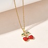 Brass & Cubic Zirconia Enamel Pendant Necklaces SA-CBA7E55-02G-3