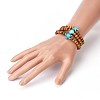 Wood Beads Stretch Kids Bracelets BJEW-JB03973-M-4