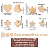 180Pcs 18 Styles Natural Wooden Beads WOOD-PH0002-38-2