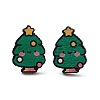 Christmas Printed Wooden Stud Earrings EJEW-D046-03-2