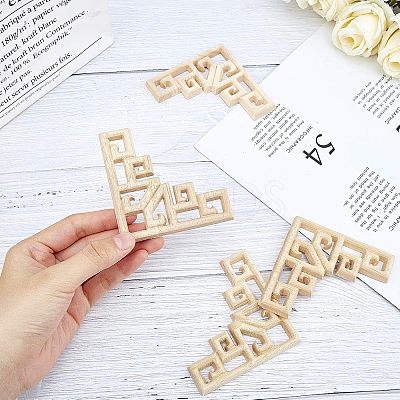 Natural Solid Wood Carved Onlay Applique Craft WOOD-FH0001-30-1