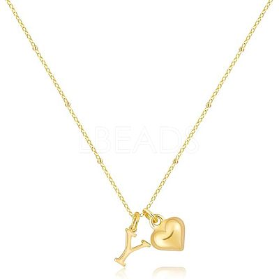 Brass Initial and Heart Pendant Necklaces for Women FS-WG01F32-25-1