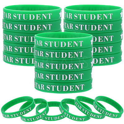Word Star Student Silicone Cord Bracelet Wristband BJEW-WH0018-49D-1