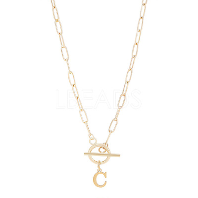 304 Stainless Steel Letter Pendant Necklaces NJEW-LP0001-52C-G-1