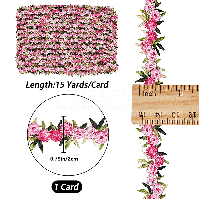 15 Yards Flower Polyester Embroidery Lace Ribbon OCOR-WH0070-77A-1