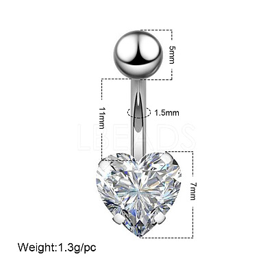 Clear Cubic Zirconia Belly Button Rings WG9960A-18-1