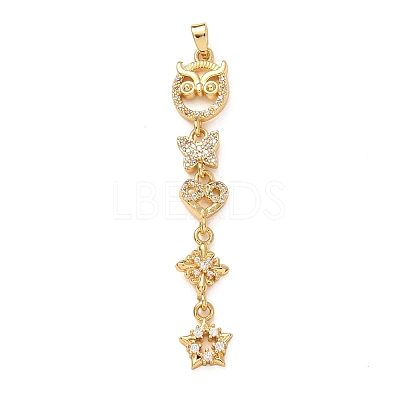 Tassel Brass Micro Pave Clear Cubic Zirconia Big Pendants KK-L271-01G-03-1