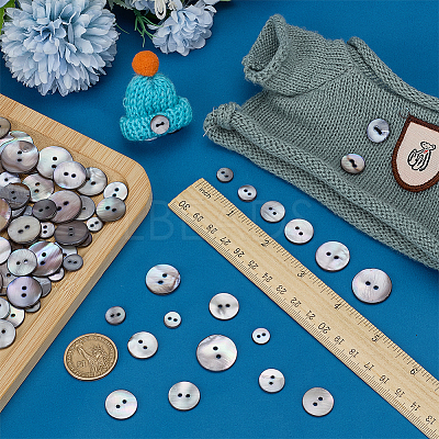 120Pcs 6 Styles 2-Hole Natural Shell Buttons BUTT-FG0001-47-1