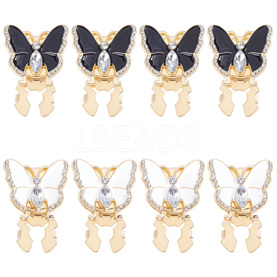8Pcs 2 Colors Alloy Rhinestone Cufflinks BUTT-WR0001-41-1
