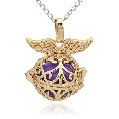 Golden Tone Brass Hollow Round Cage Pendants KK-J237-03G-1